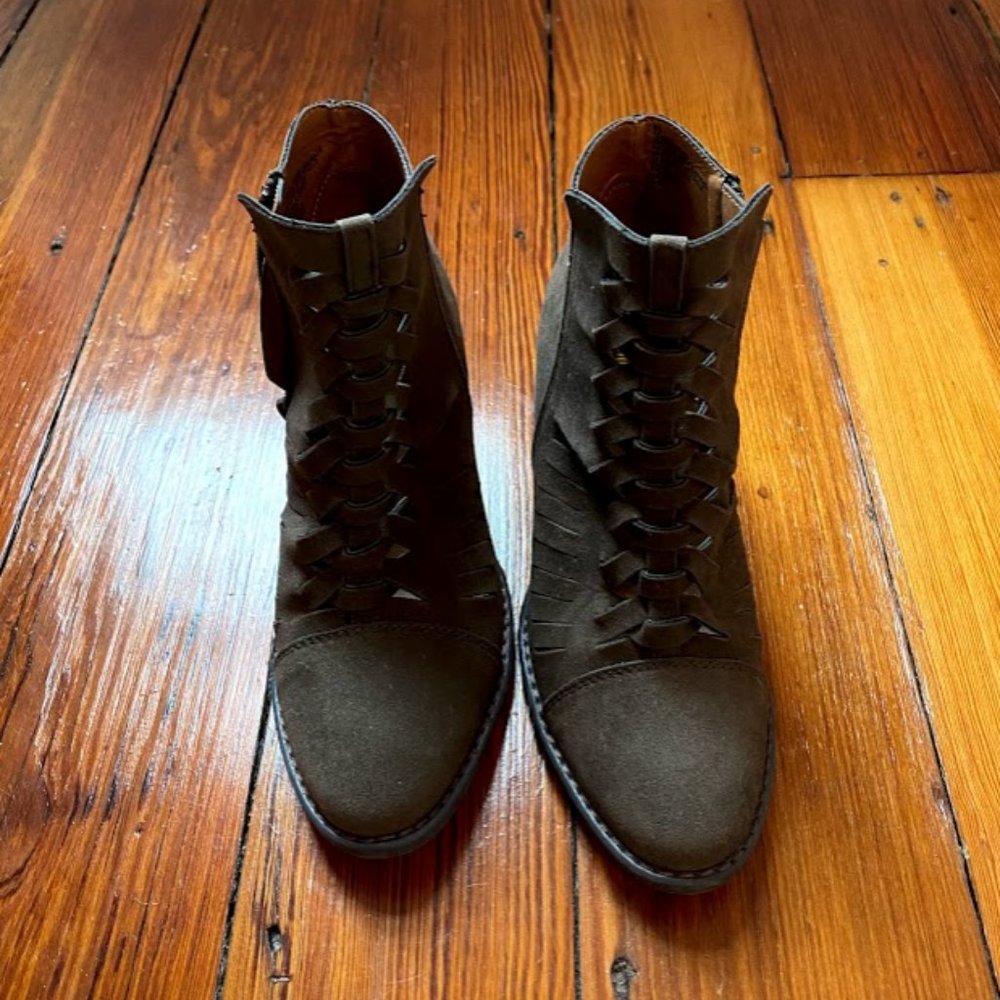 Green Suede Booties